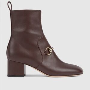 Gucci Women's Dark Brown Ankle Boots with Horsebit